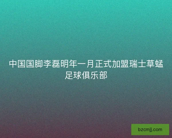 中国国脚李磊明年一月正式加盟瑞士草蜢足球俱乐部